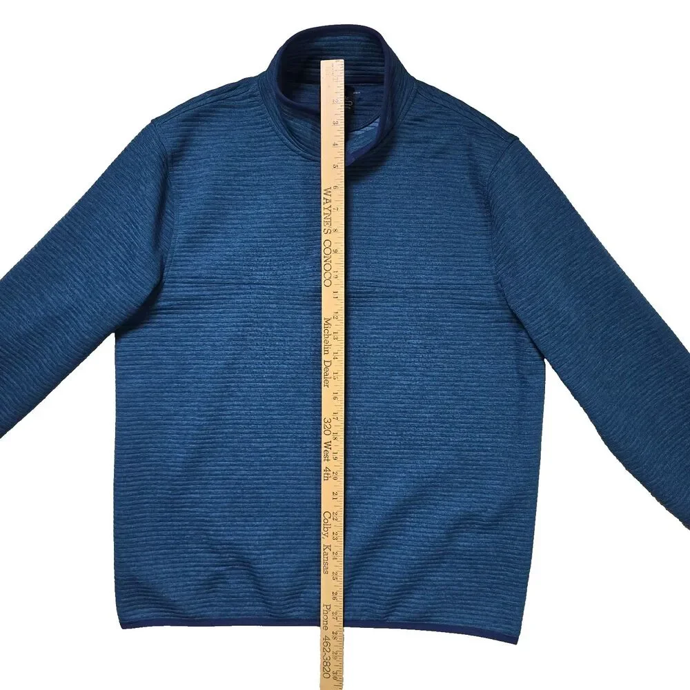 J.Crew Authentic Fleece Mens Medium Heritage Snap Neck Blue Sweater